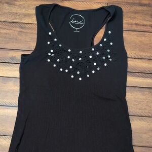 INC International Concepts Black Embellished Women's Top